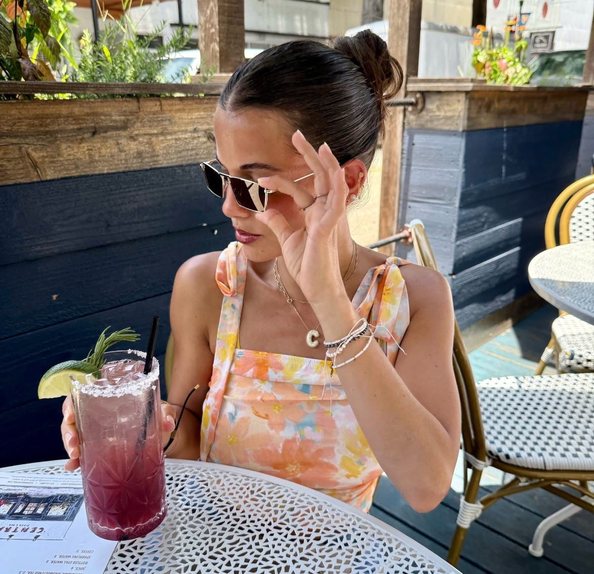 Floral + Flirty 🌸🍸
Sipping cocktails in the cutest floral top paired with these statement glasses — because style doesn’t stop at happy hour. Feminine, fresh, and just the right amount of fun. Linking everything I’m wearing (and sipping in 😉) on LTK! #CocktailStyle #FloralFit #LTKfashion #LTKunder50 #HappyHourLook #livingroom #glassware #cocktail #glasses 

#LTKxVICI #LTKHome #LTKParties