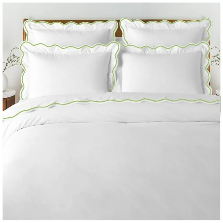 Eiderdown Decor 400 Thread White Cotton Sateen Hotel Stitch Duvet Cover, Twin or Twin XL | Walmart (US)