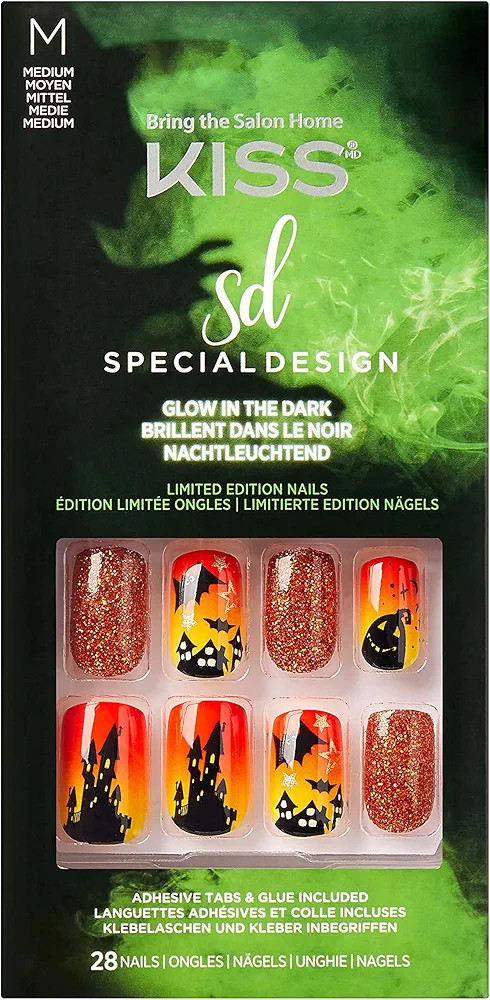 Kiss Halloween Special Design Nails - Twilight Zone, Medium Length, Square Shape, 28 Fake Nails | Amazon (US)