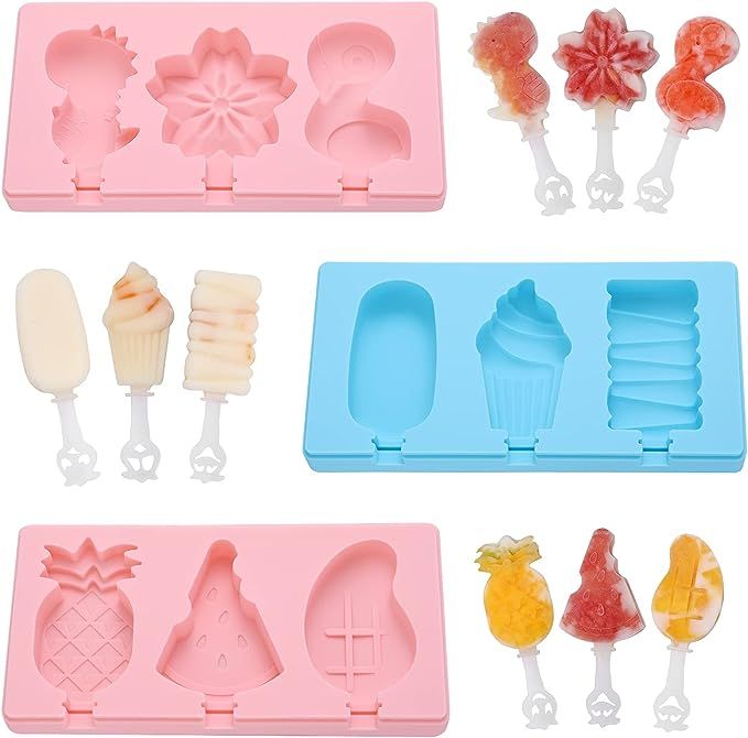 Popsicle Molds, HomLeaFac Silicone Ice Pop Molds with Lids Packs of 3x3 cubs for Kids,Reusable Ic... | Amazon (US)