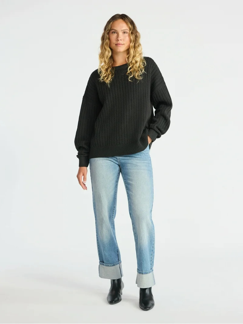 Time and Tru Women's and Women’s Plus Textured Stitch Sweater, Midweight, Sizes XS-4X | Walmart (US)
