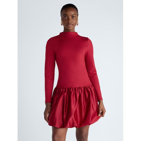 Scoop Women’s and Women’s Plus Mix Media Bubble Mini Dress, Sizes XS-4X | Walmart (US)