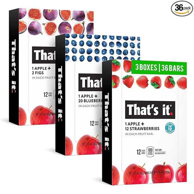That’s it. Variety, 100% Natural Real Fruit Bar, High Fiber Vegan, Gluten Free Healthy Snack, P... | Amazon (US)