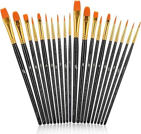JOINREY Paint Brushes Set,20 Pcs Round Pointed Tip Paintbrushes Nylon Hair Artist Acrylic Paint B... | Amazon (US)