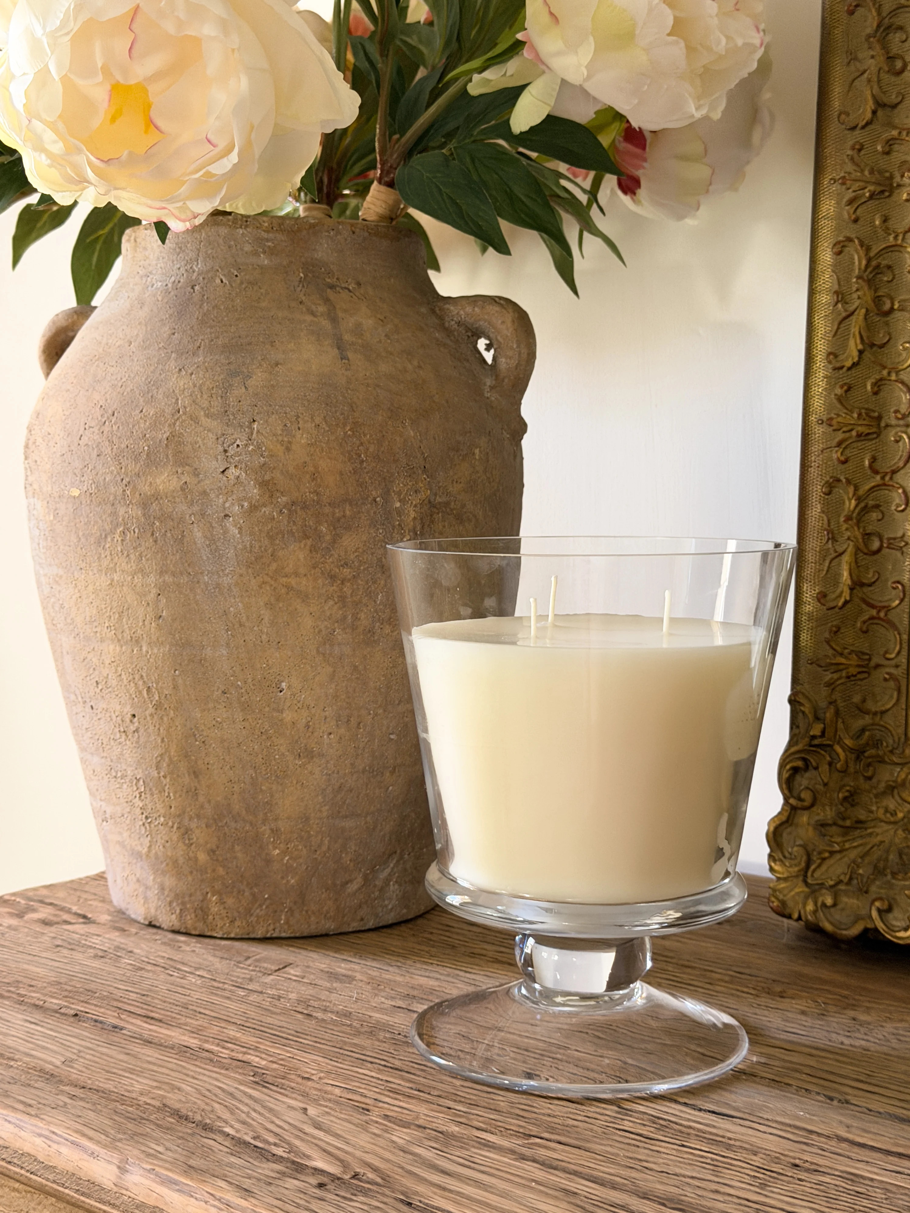 Geneva Glass Hurricane Candle | Cottage and Key