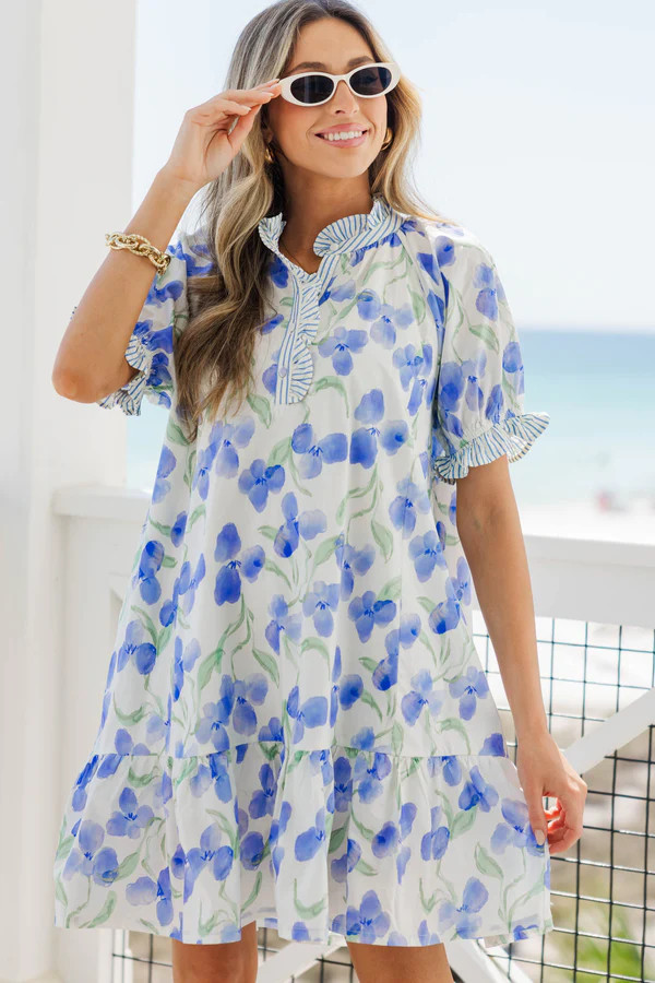 This One Stays Blue Floral Babydoll Dress | The Mint Julep Boutique
