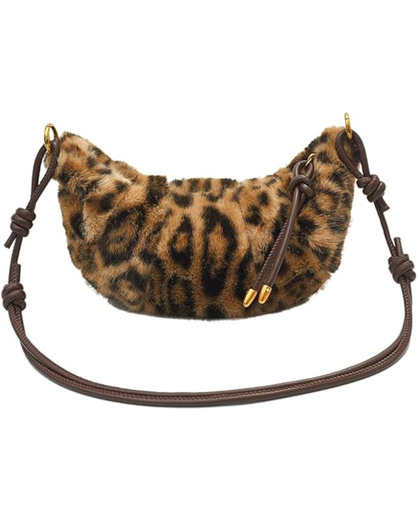 Leopard Fluffy Sling Dumpling Bag Cheetah Print Fuzzy Furry Shoulder Crossbody Crescent Bag Leopa... | Amazon (US)