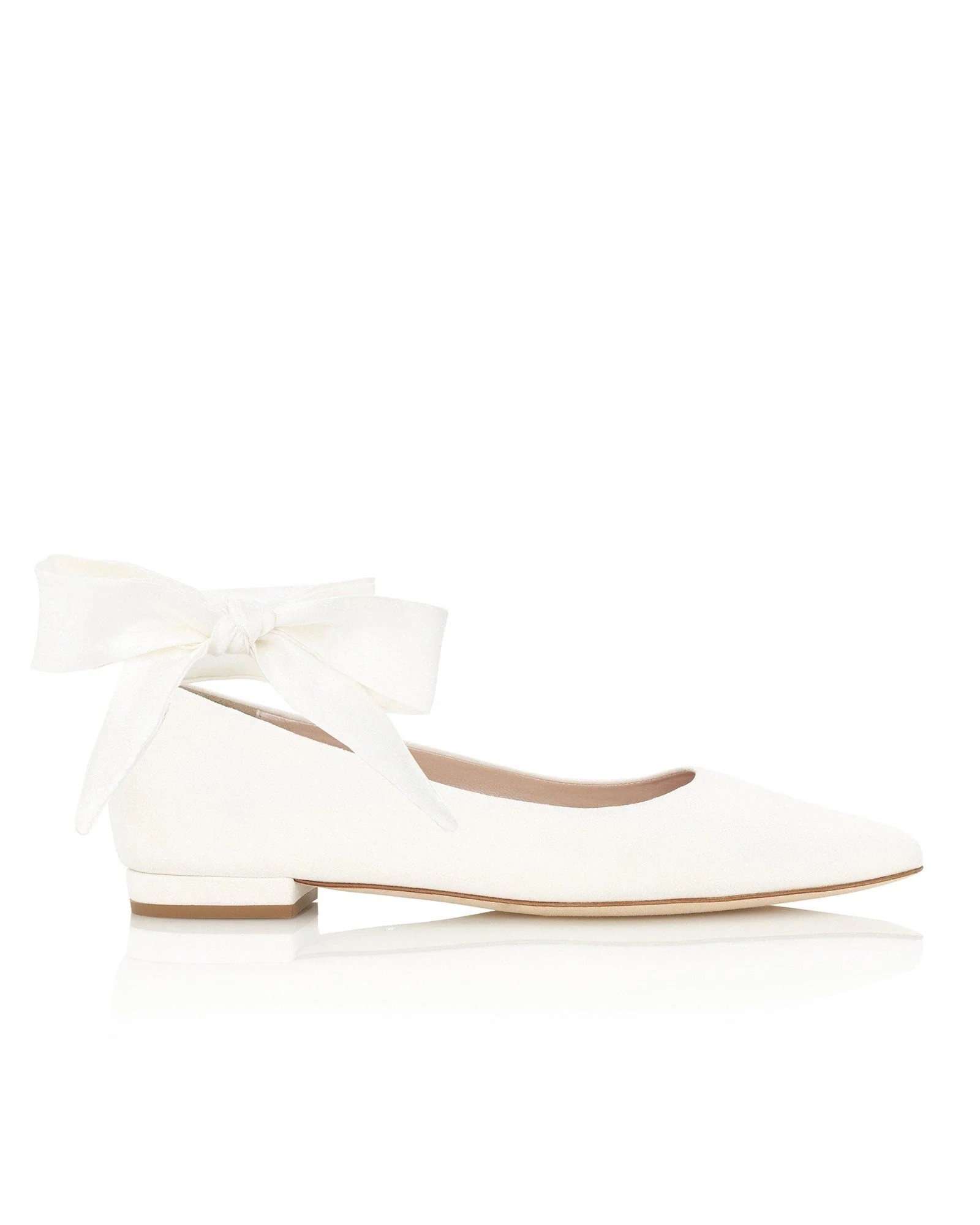 Zoe Ivory Suede Flat Wedding Shoe | Emmy London