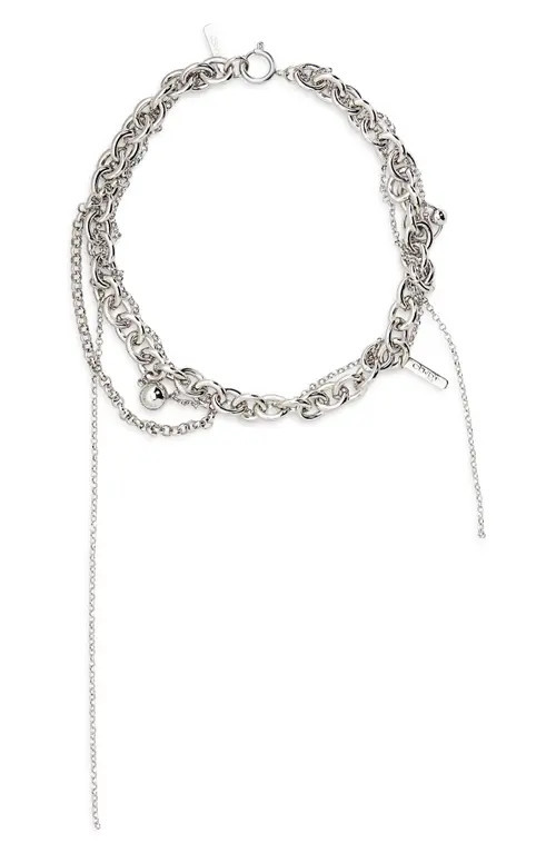 Justine Clenquet Lewis Two-Tone Chain Charm Necklace in Palladium at Nordstrom | Nordstrom