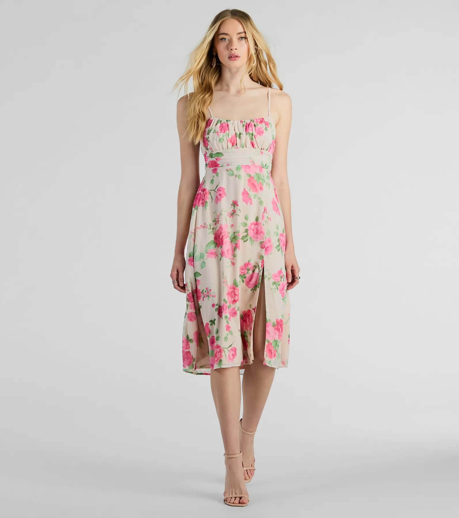 Garden Of Romance Tie Back Rose Floral A-Line Dress | Windsor Stores