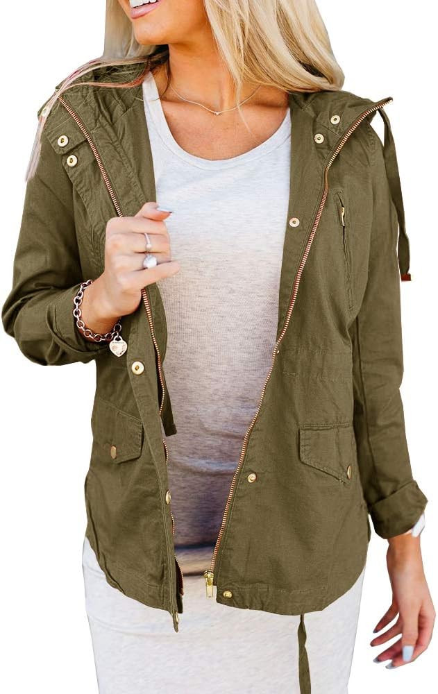 Tutorutor Womens Military Safari Utility Lightweight Jackets Zip Up Coat Multi-Pockets Windbreake... | Amazon (US)