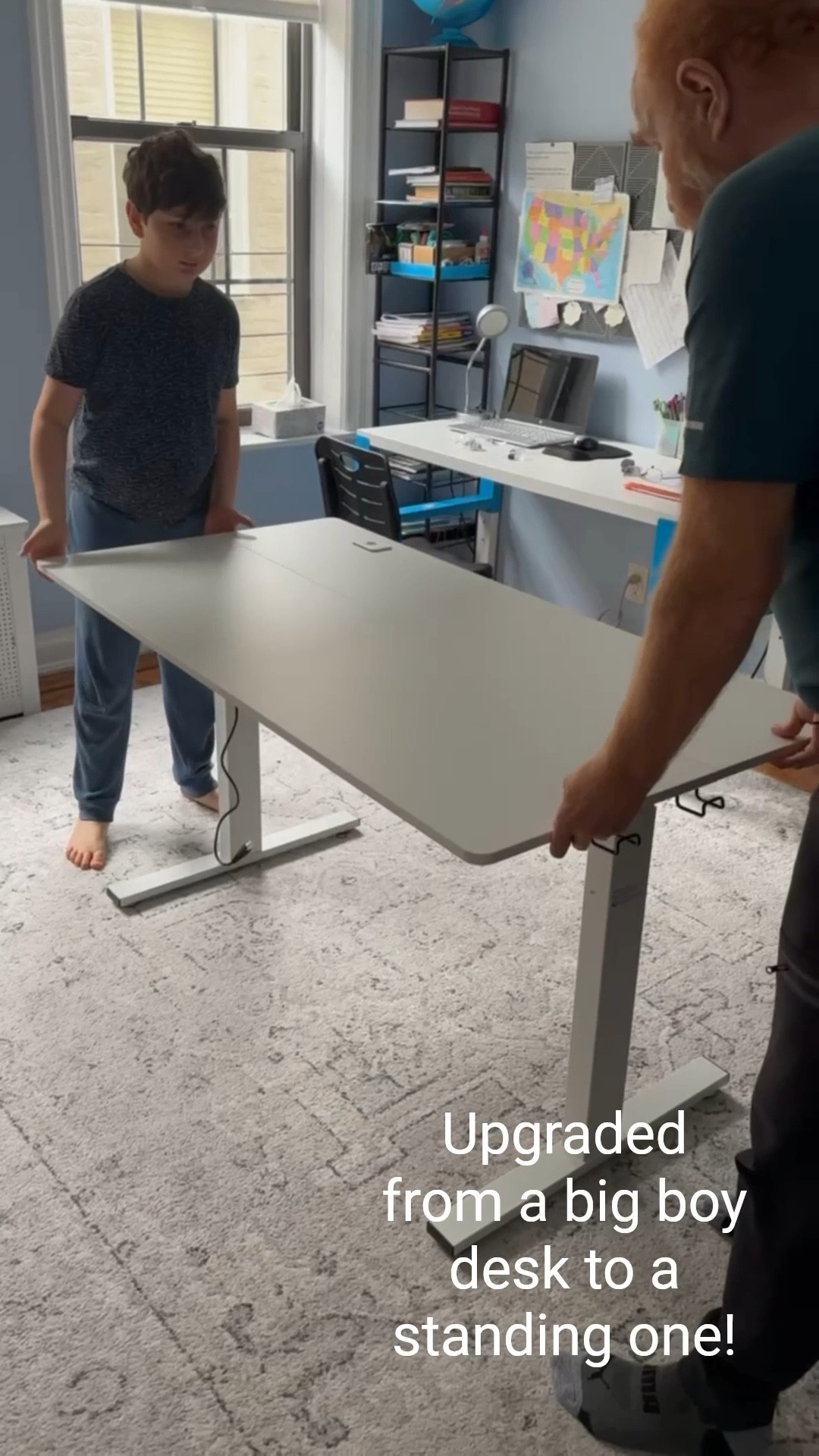 About this time last year, we updated our kids big boy desk to an adult standing desk. Best decision ever! This is an Amazon find, super quick to assemble, we’ve been using it for about a year and the standing feature is super useful, great for his pasture, thinking of even adding a walking pad underneath 🤔! For our homeschooling life, it’s been so good!! 

#LTKFamily #LTKMens #LTKHome