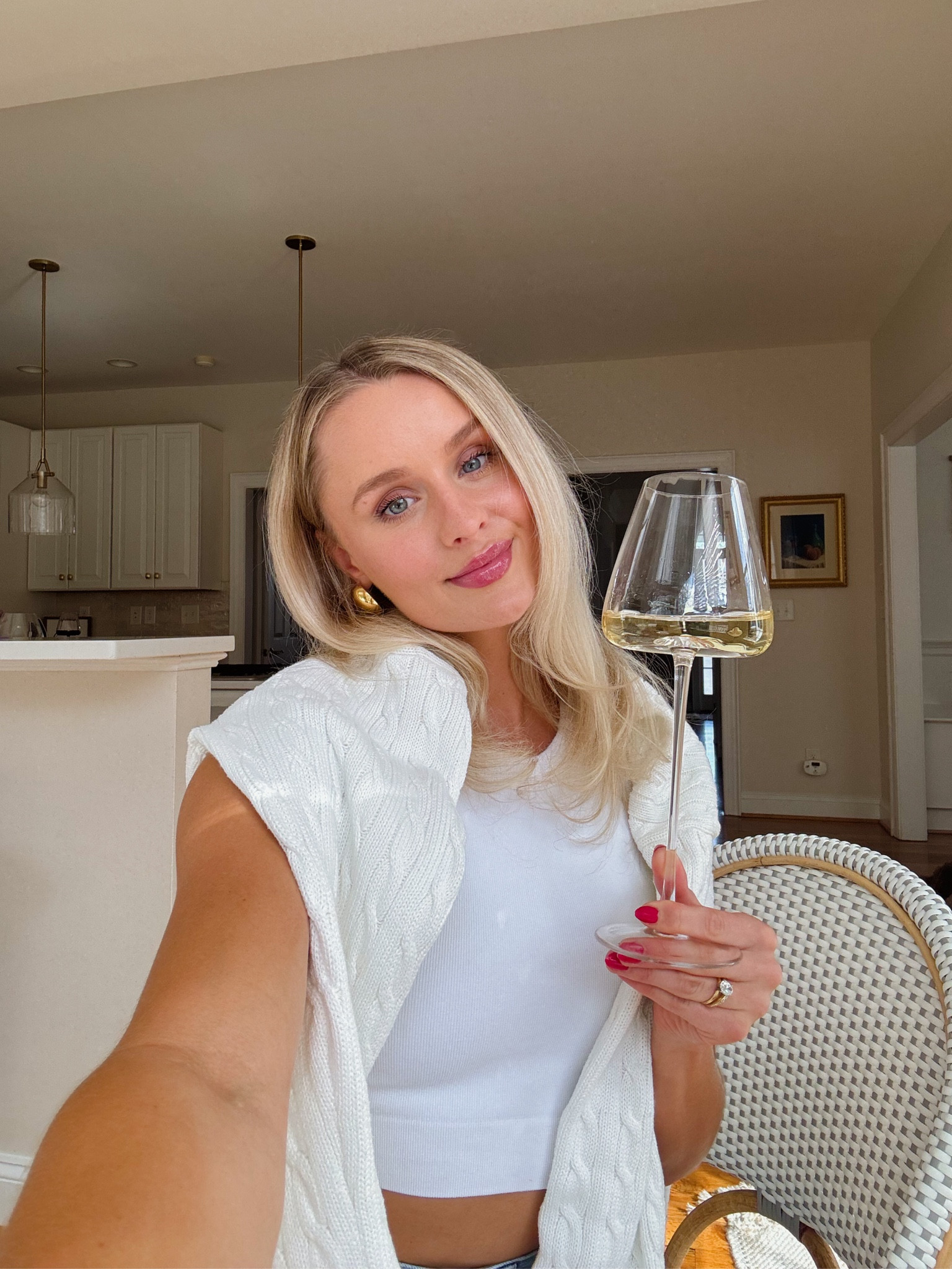 new gold earrings and love this springtime knit 🤍✨ 

#LTKfindsunder100 #LTKfindsunder50 #LTKSpringSale