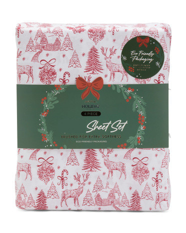 Christmas Deer Toile Sheet Set | Bed & Bath | Marshalls | Marshalls