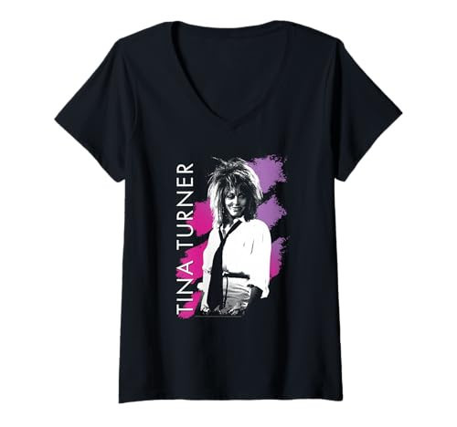 Womens Tina Turner Purple Stripes V-Neck T-Shirt | Amazon (US)