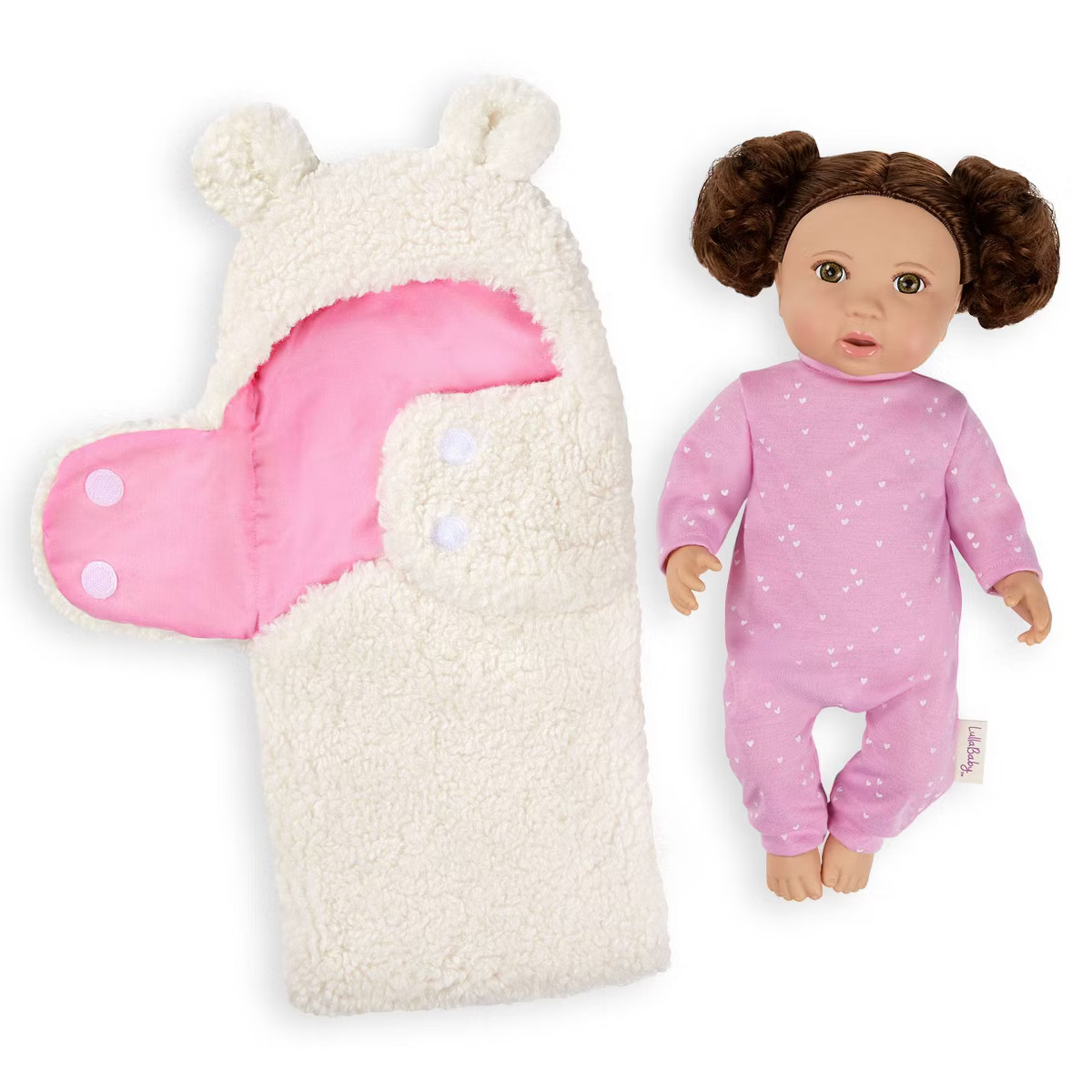 LullaBaby 14" Baby Doll with Wavy Brown Hair & Brown Eyes with Cuddler Wrap | Target