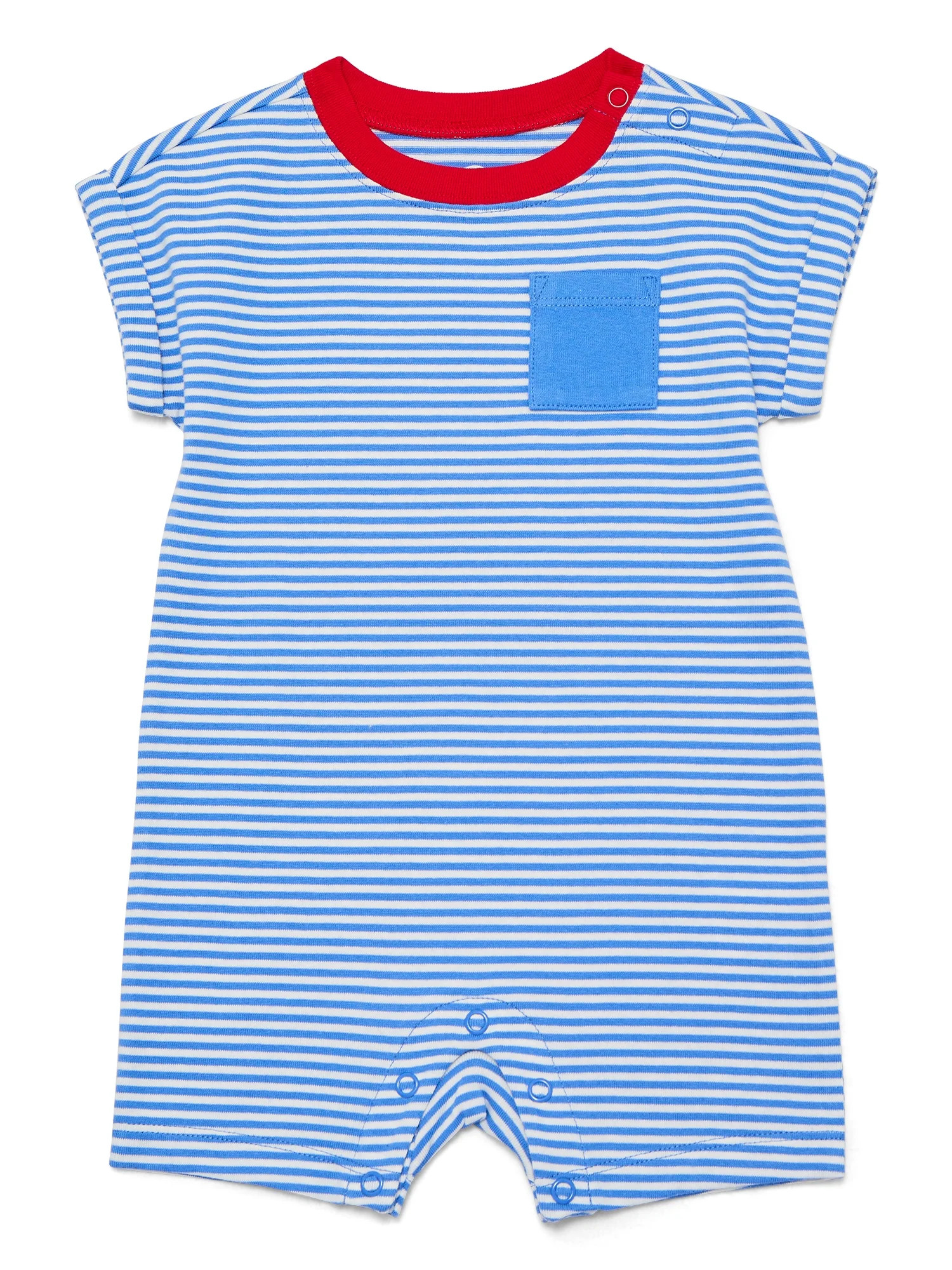Wonder Nation Baby Boys Striped Pocket Romper, Sizes 0M-24M | Walmart (US)