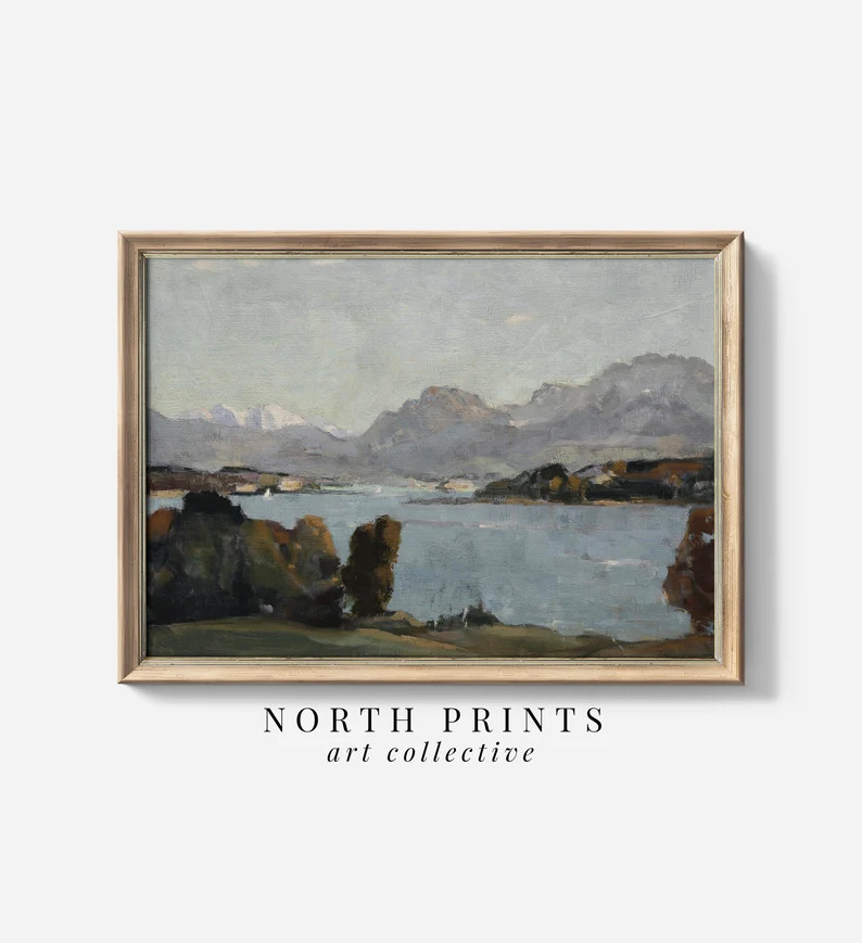 Summer Coastal Lake Vintage Painting PRINTABLE Art | Instant Wall Decor Print | Digital Download ... | Etsy (US)