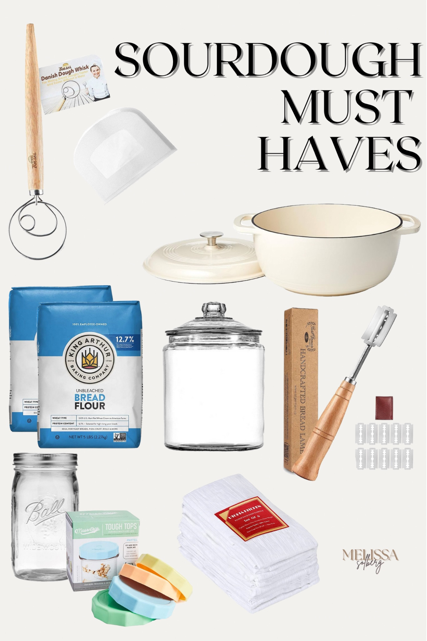 Sourdough must haves— the basics!!

Dutch oven- a MUST to bake in (line with parchment paper instead of buying a mat) 

Bread flour- sourdough food 🥖 

Scoring- make designs or have a point of release for your bread (you can use a knife but this is MUCH easier 

Mason jar- to keep your discard in the fridge! ALSO this is now I learned measurements since they are on the jar 🫙 

Bread flour jar— you will use this daily trust me ya want this on your counter 😂🙈

Tea towels— must have to line your bowl (or proving basket/ banneton/ or if you keep it simple like me use a glass bowl!) 

#LTKfamily #LTKhome

#LTKGiftGuide