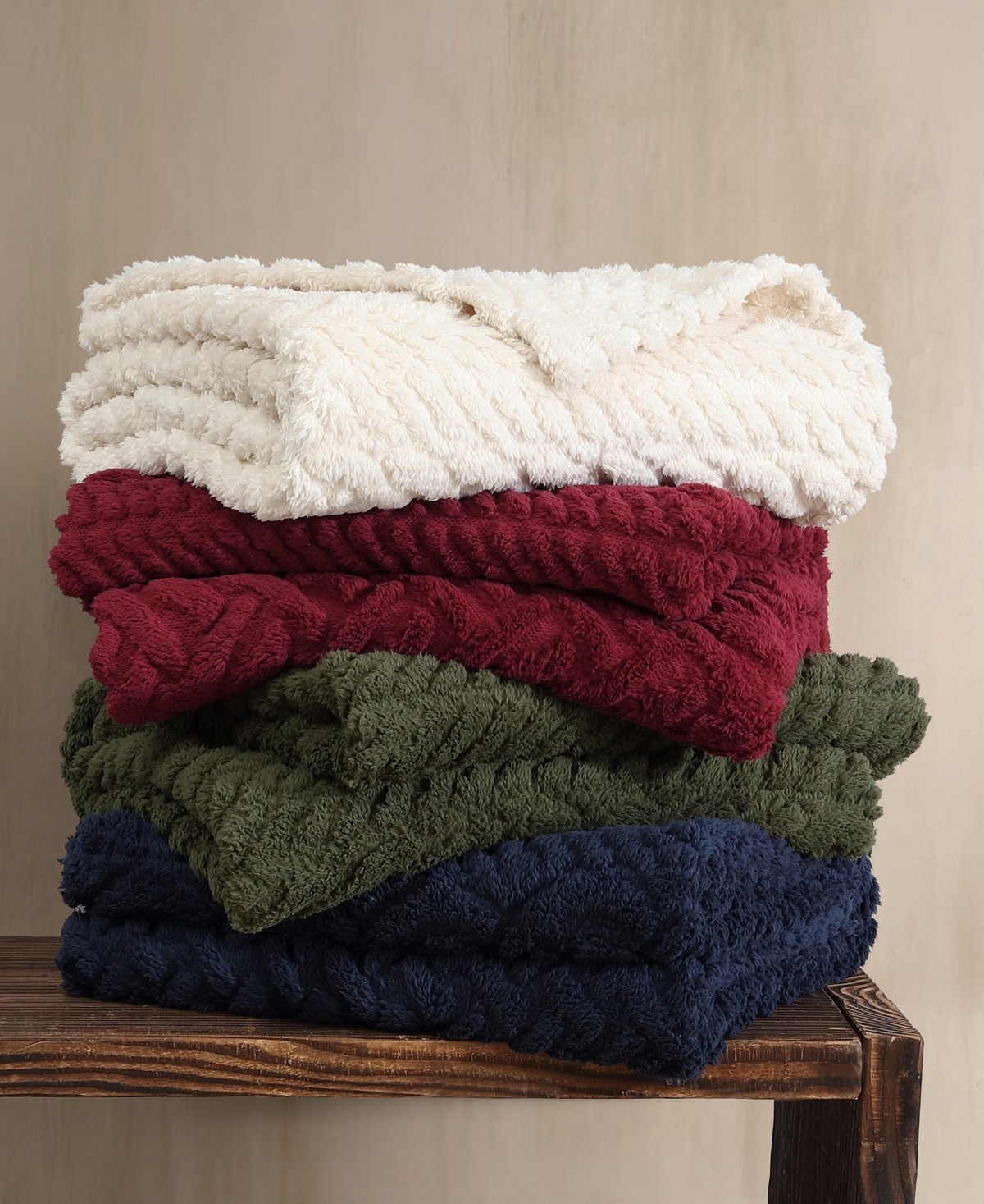 Nautica Declan Sherpa Throw, 60" x 50" - Ivory | Macy's