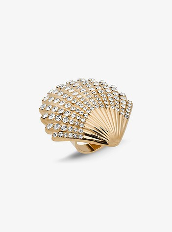 Gold-Tone Pavé Clamshell Ring | Michael Kors US