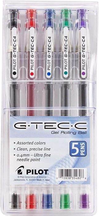 Pilot G-Tec-C4 Ultra Assorted Colors 0.4MM Rollerball Pen 5 Per Pack | Amazon (US)