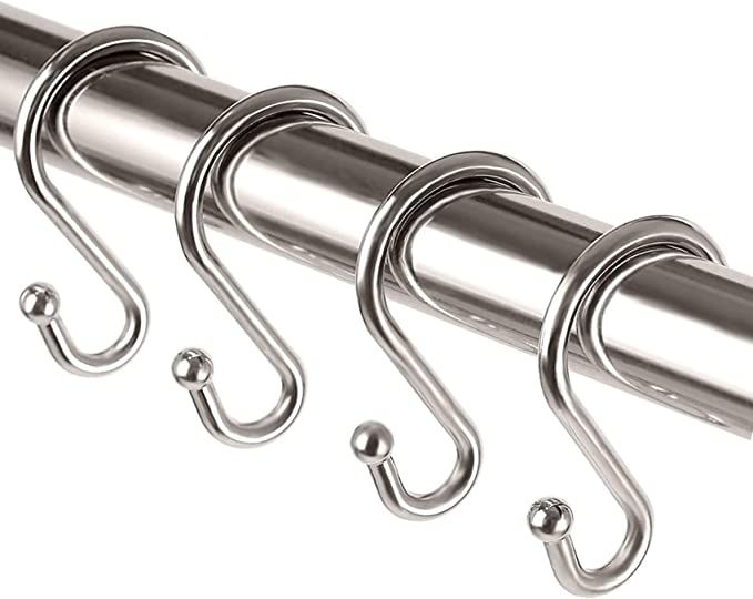 Metal Shower Curtain Hooks，Set of 12 Rings，Rust Resistant S Shaped Hooks Hangers for Shower C... | Amazon (US)