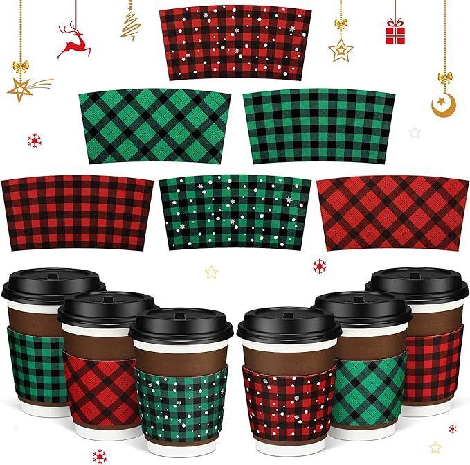 Coffee Sleeves Disposable Christmas Coffee Cup Sleeves Holiday Coffee Sleeves Christmas Cup Sleev... | Amazon (US)