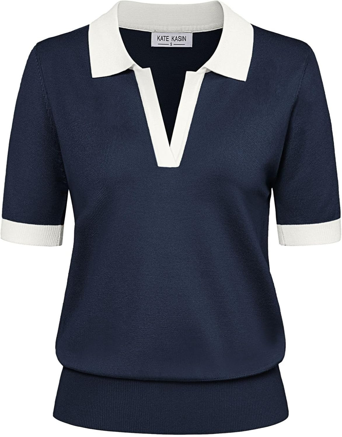 Women's Short Sleeve Classic V Neck Collared Casual Polo Sweater Tops | Amazon (US)
