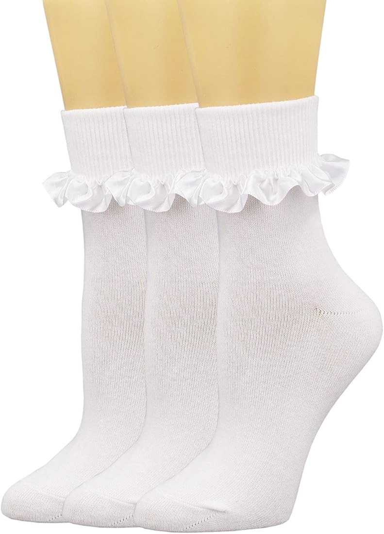 SEMOHOLLI Women Ankle Socks,Pearl Lace Ruffle Frilly Comfortable No-Show Cotton Socks Princess So... | Amazon (US)