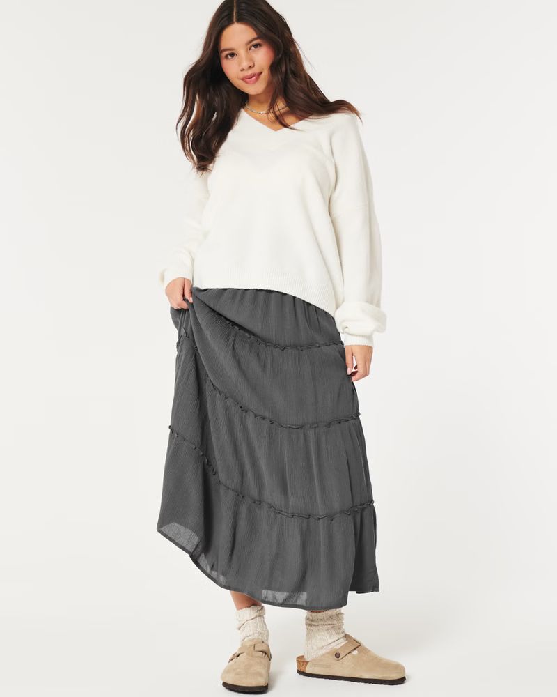 Adjustable Rise Crinkle Maxi Skirt | Hollister (US)