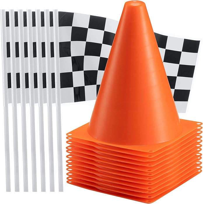 Bedwina Race Car Birthday Party Decorations - (36 Pcs) 12 - 8-Inch Orange Mini Cones for Kids & 2... | Amazon (US)