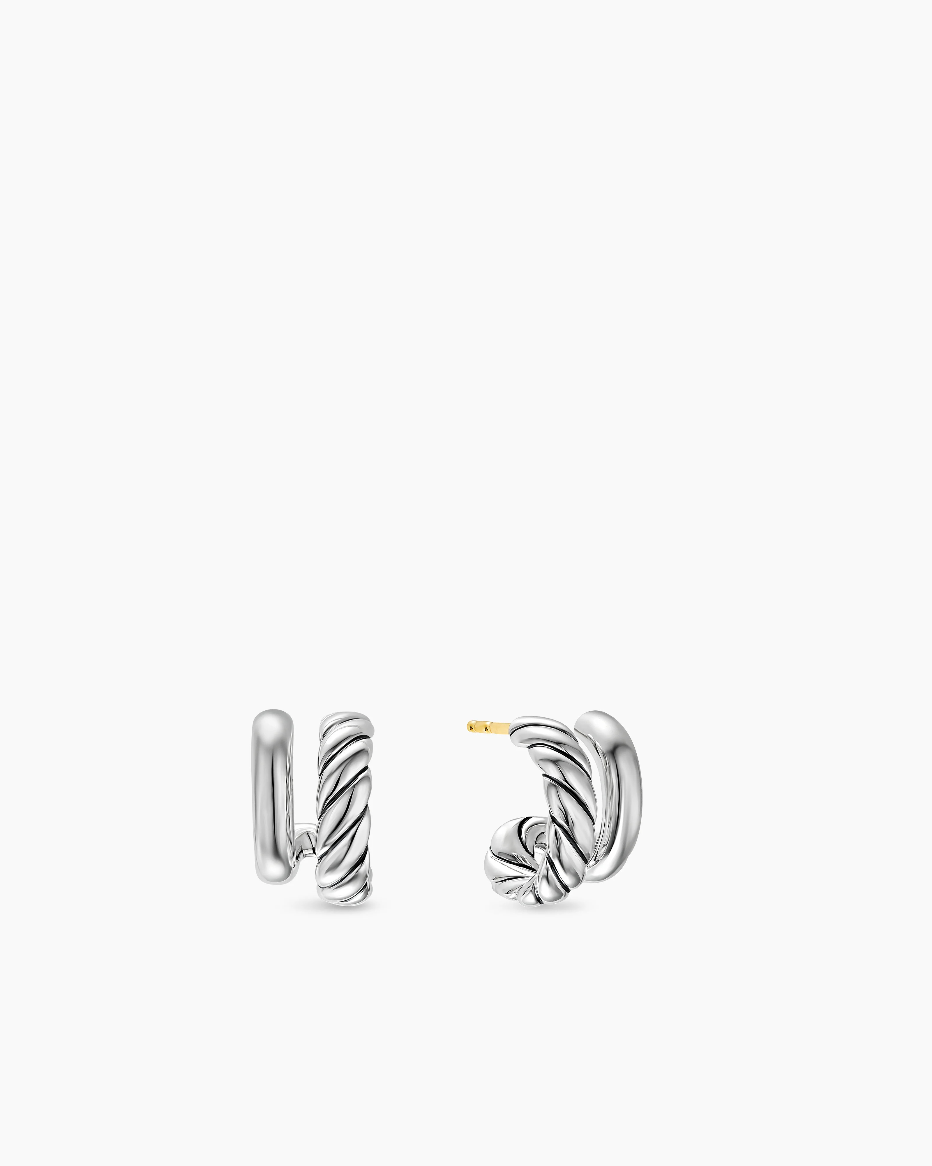 David Yurman | DY Mercer® Double Hoop Huggie Earrings in Sterling Silver, 13.5mm | David Yurman