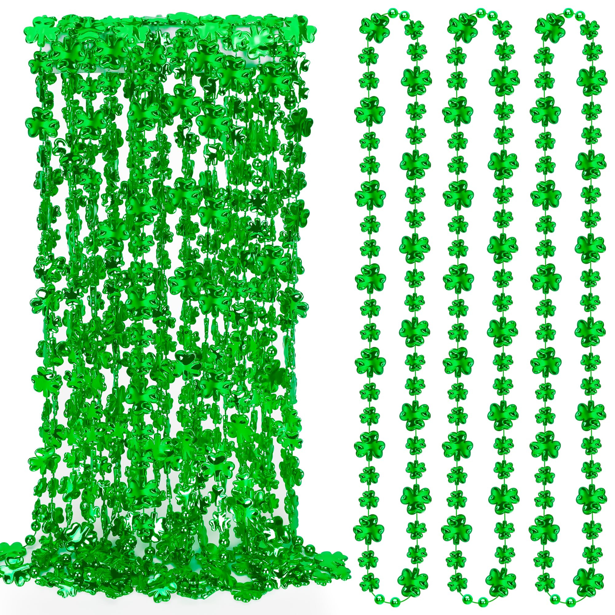 24PCS St Patricks Day Necklaces Accessories, Shamrock Irish Green Beads Saint Patrick's Day Neckl... | Amazon (US)