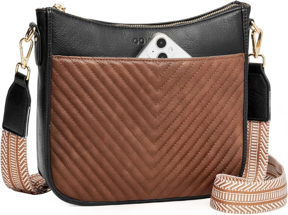GOIACII Chevron Quilted Crossbody Bags for Women Medium Trendy Purse Soft Leather Hobo Handbags w... | Amazon (US)