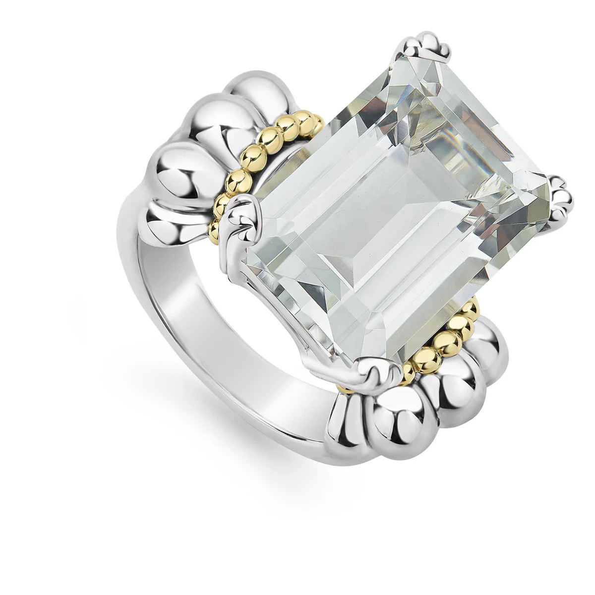 Large Emerald-Cut White Topaz Ring | LAGOS