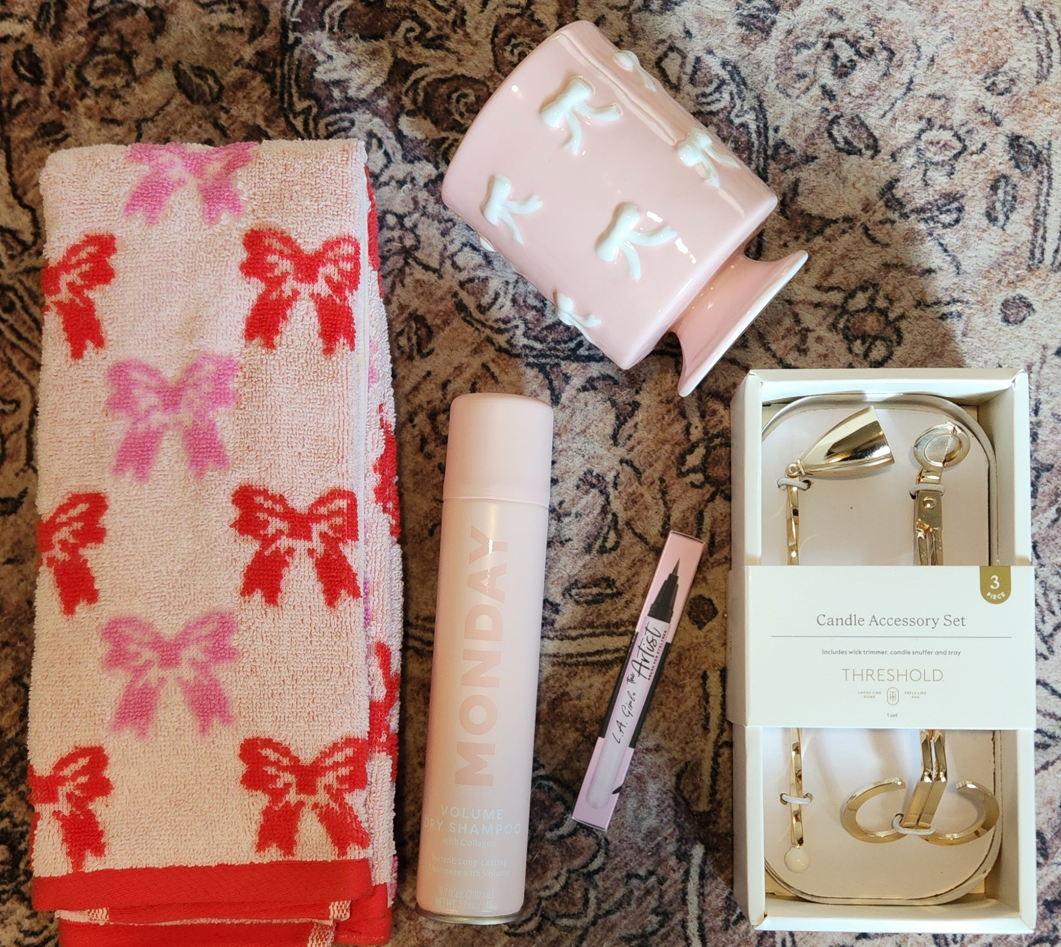 Target mini haul. Dry shampoo, valentines towels, bow accessories, candle accessories, makeup

#LTKselfcare #LTKHome #LTKSeasonal