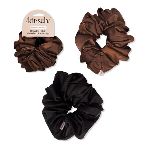 Kitsch Recycled Fabric Brunch Scrunchies - Black & Chocolate | Ulta