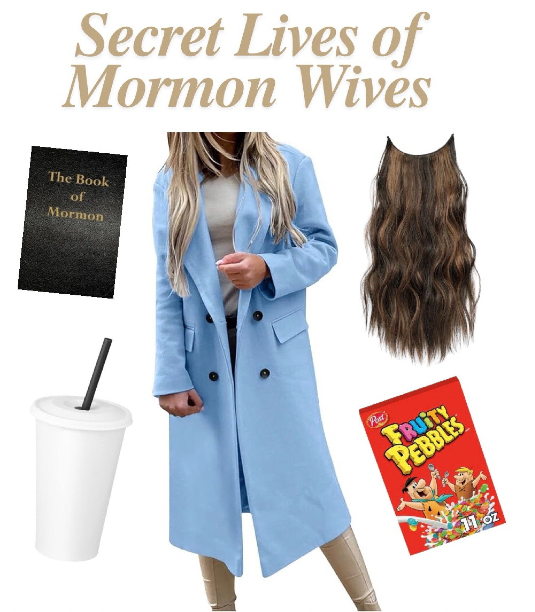 Unique pop culture costume for 2024! Hulu show Secret Lives of Mormon Wives essentials. 

#hair #extensions #hulu #mormon #coat #dirtysoda #utah #halloween #costume #soda #tv

#LTKParties #LTKSeasonal #LTKHalloween