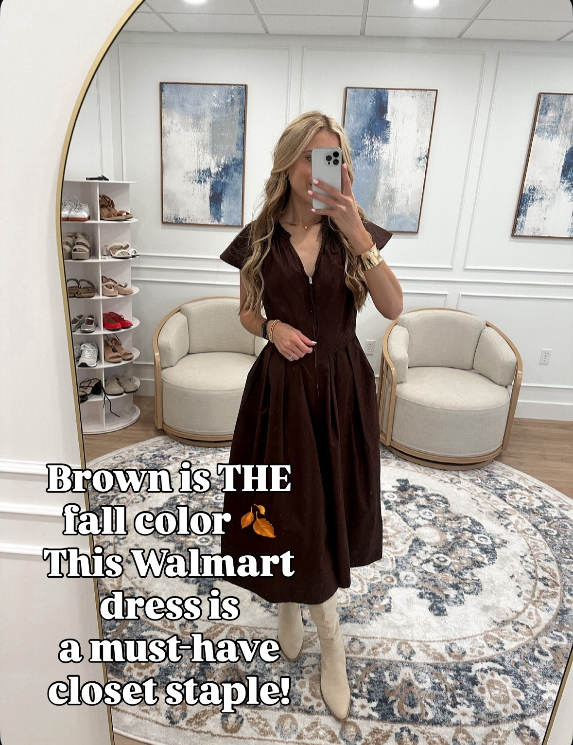 🍂 Brown is the color of fall, and this Walmart dress proves it! The fabric feels luxe, the fit is flattering, and it’s under $40 🙌 Definitely a closet staple you can style so many ways — with boots, heels, or layered with a jacket.

🤎 Wearing a Small (true to size).
💸 Budget-friendly & fall-ready.

#LTKWorkwear #LTKStyleTip #LTKSeasonal