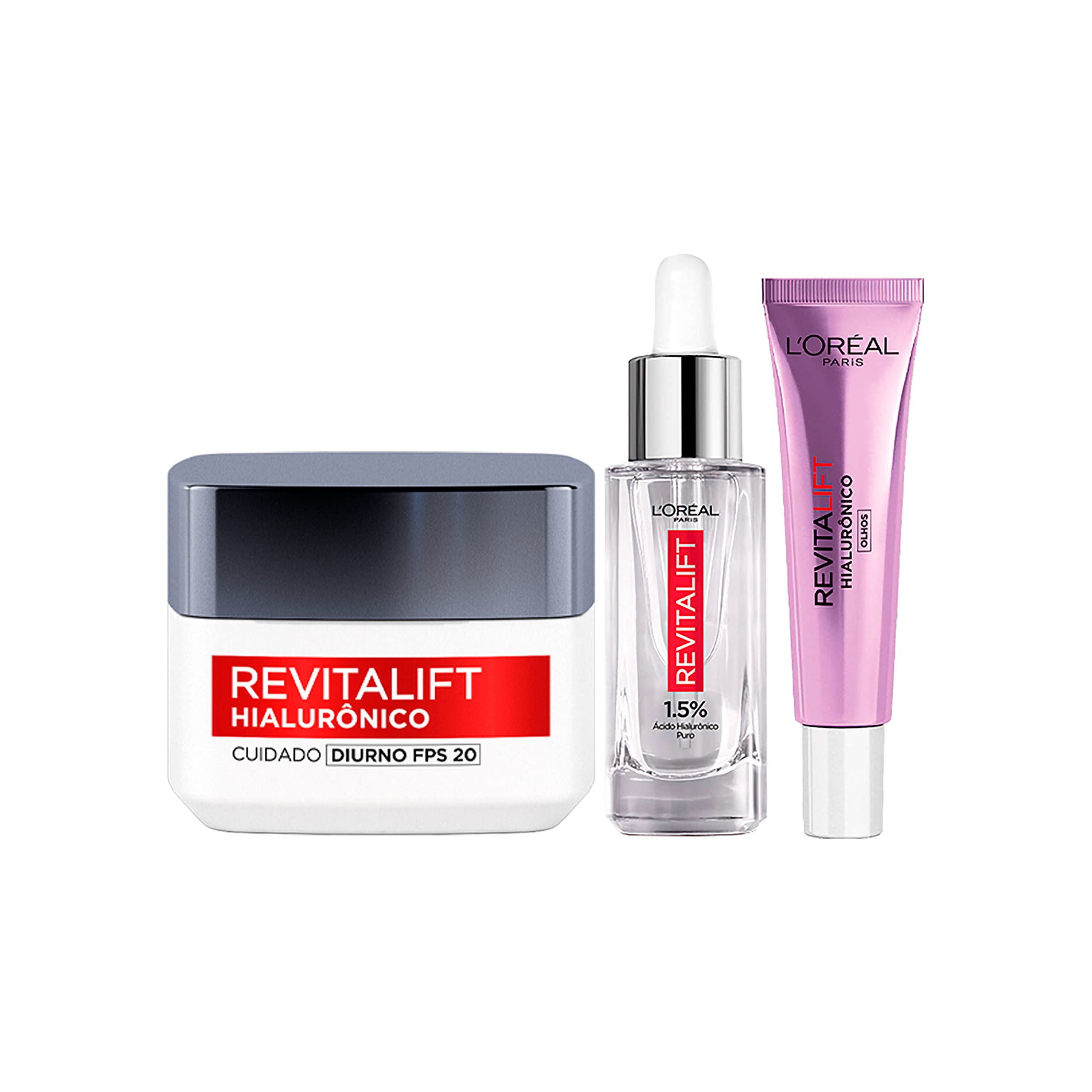 Kit L'Oréal Paris Revitalift Hialurônico: Sérum+ Diurno + Olhos | Amazon (BR)