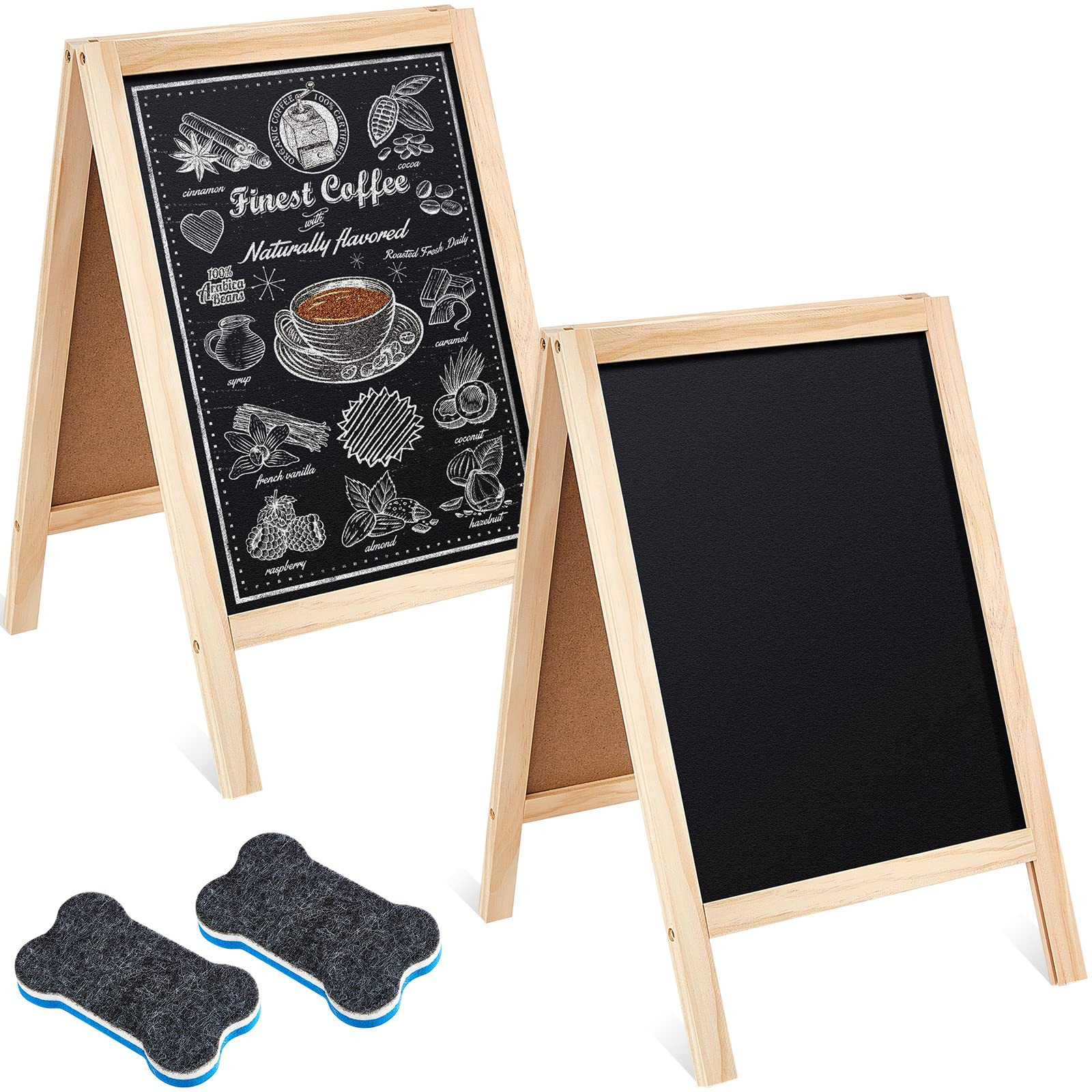 Henoyso 2 Pcs 15.6 x 9.75 Small Chalkboard Signs Chalkboard Easel Tabletop Menu Wooden A Frame Sa... | Amazon (US)