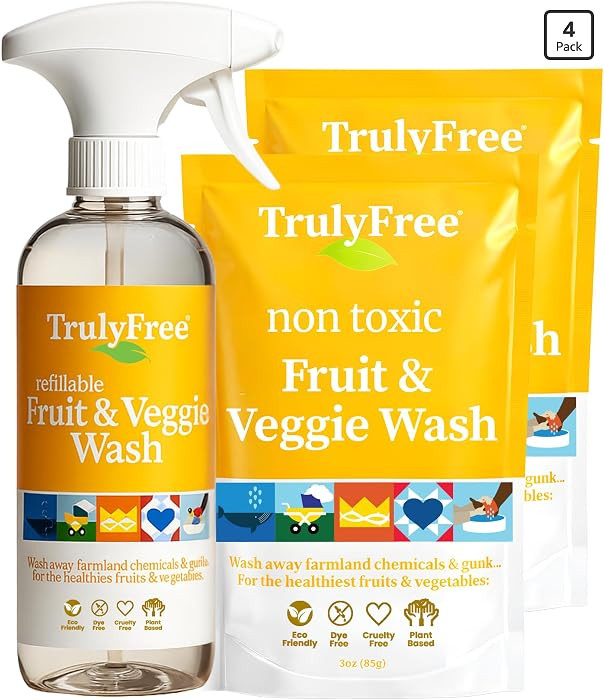 Truly Free Fruit and Vegetable Wash - Veggie Wash Removes 99% of Dirt & Wax | Plant-Based Produce... | Amazon (US)
