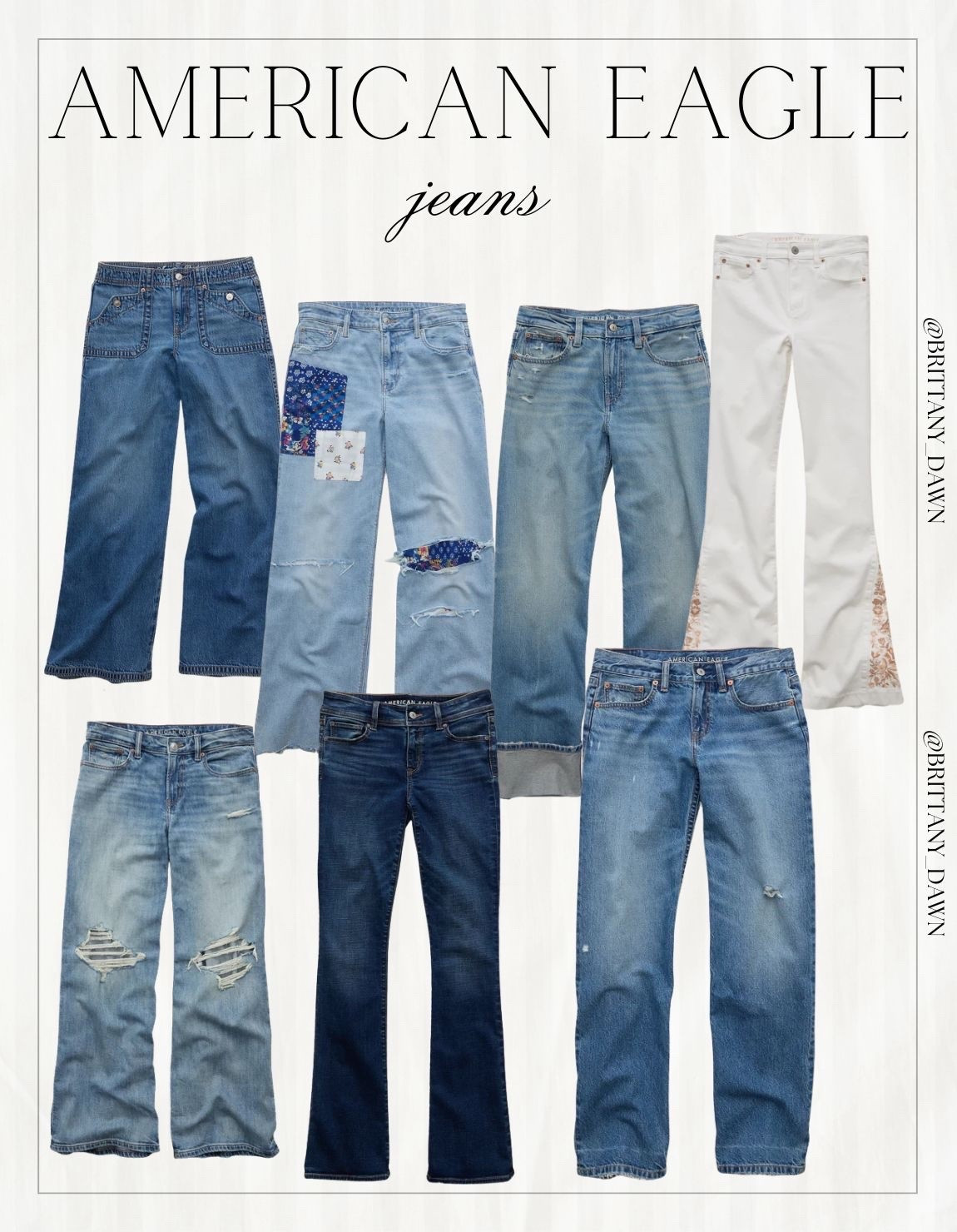 I’m loving this American Eagle denim roundup! 👖

Featuring wide-leg patch jeans, distressed details, classic flares, and clean white denim, there’s a perfect fit here for every casual look in your wardrobe. ✨

#AEJeans #AmericanEagle #DenimStyle #JeansInspo #EverydayOutfit #CasualStyle #LTKunder50 #LTKsalealert #LTKstyletip #LTKfit #StreetWear #WardrobeEssentials

#LTKootd