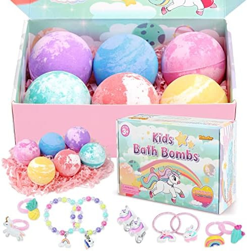 2022 Unicorn Bath Bombs for Kids with Toys Inside, XL 5.0 OZ, 6 Handmade Organic Fizzies Bath Bom... | Amazon (US)