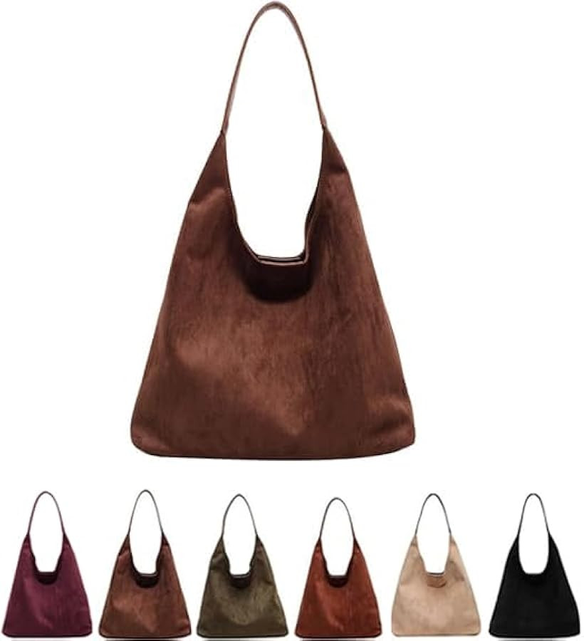 Leather Hobo Bags for Women Brown Purses Suede Purse Slouchy Tote Bag Suede Tote Bag Fall Purses ... | Amazon (US)
