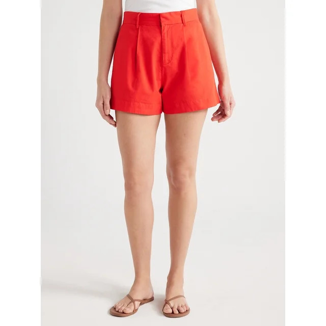 Free Assembly Women's High Rise Pleated Shorts, 4 1/4” Inseam, Sizes 0-16 | Walmart (US)