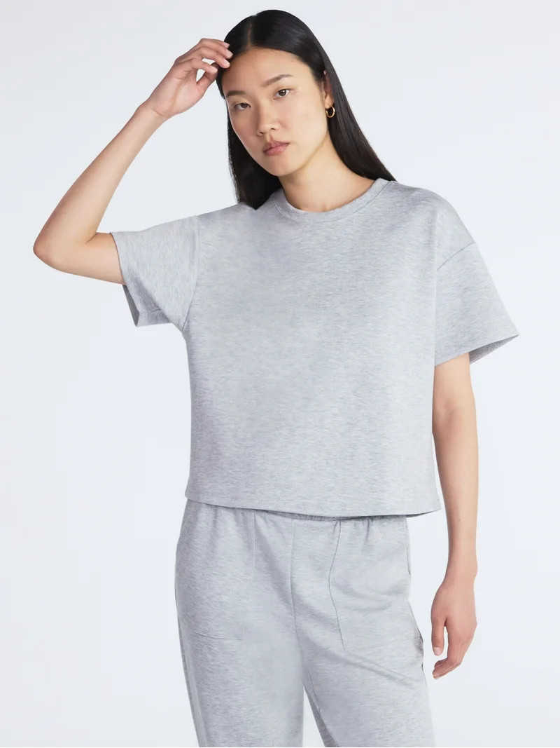 Scoop Women's and Women's Plus New Scubaknit Tee with Short Sleeves, Sizes XS-4X - Walmart.com | Walmart (US)