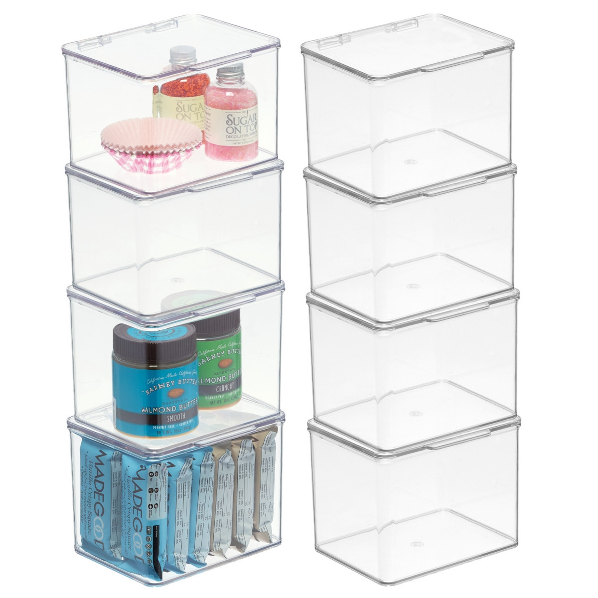 mDesign Plastic Kitchen Pantry/Fridge Storage Organizer, Hinge Lid - 8 Pack - Clear | Macy's