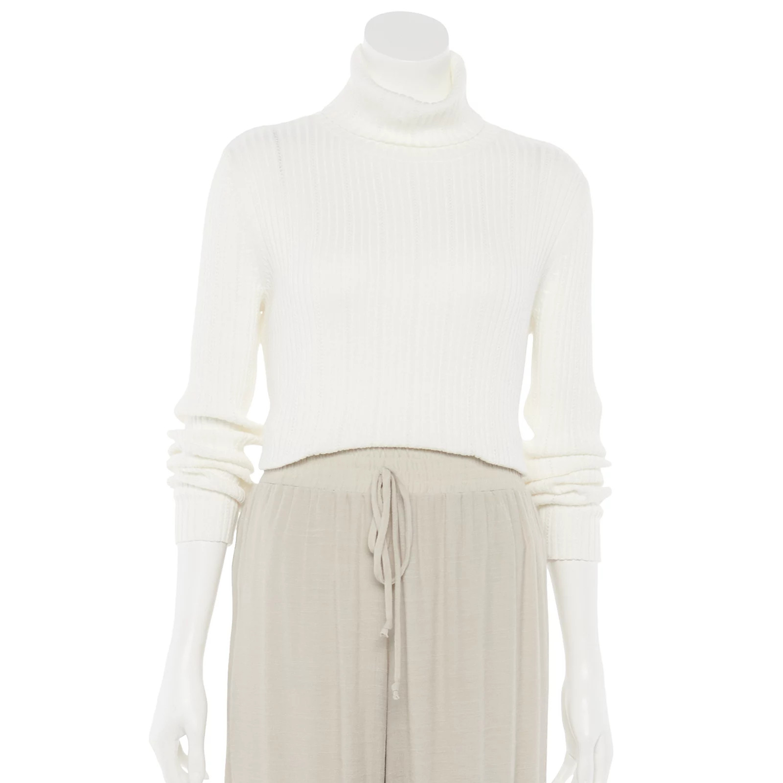 Women's Croft & Barrow Ribbed Turtleneck Sweater, Size: Medium, White | Kohl's